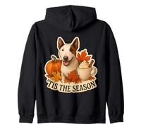 Tis The Season Miniature Bull Terrier Foglie Autunno Autunno Cane Felpa con Cappuccio
