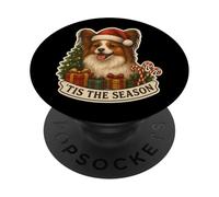 Tis The Season Papillon Dog Merry Christmas Tree Mom Dad Fun PopSockets PopGrip Adesivo