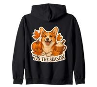 Tis The Season Pembroke Welsh Corgi Dog Autunno Zucca Felpa con Cappuccio