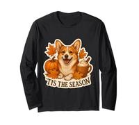 Tis The Season Pembroke Welsh Corgi Dog Autunno Zucca Maglia a Manica