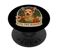 Tis The Season Podengo Pequeno Portoghese Cane Natale Natale PopSockets PopGrip Adesivo