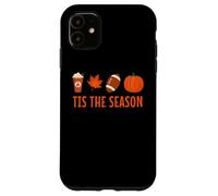 Tis The Season Pumpkin Spice Latte Calcio Foglia Autunno Autunno Custodia per iPhone 11