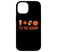 Tis The Season Pumpkin Spice Latte Calcio Foglia Autunno Autunno Custodia per iPhone 14