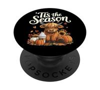 'Tis The Season Pumpkin Spice Nice Highland Cow Lover PopSockets PopGrip Adesivo