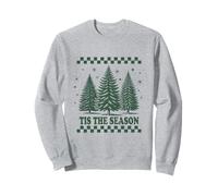 Tis The Season Retro Scacchiera Vacanze Alberi di Natale Felpa