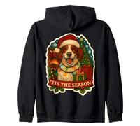 Tis The Season - Setter a Forma di Cane Irlandese, Rosso e Bianco Felpa con Cappuccio