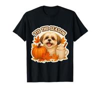 Tis The Season Shih Tzu Cane Autunno Autunno Zucca Spice Latte Maglietta