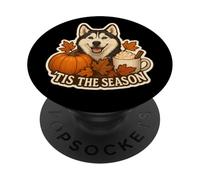 Tis The Season Siberian Husky Dog Autunno Autunno Zucca Spice PopSockets PopGrip Adesivo