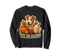 Tis The Season Wire Fox Terrier Cane Autunno Autunno Zucca Carino Felpa