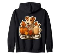 Tis The Season Wire Fox Terrier Cane Autunno Autunno Zucca Carino Felpa con Cappuccio