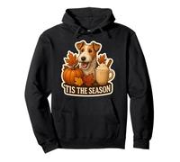Tis The Season Wire Fox Terrier Cane Autunno Autunno Zucca Carino Felpa con Cappuccio
