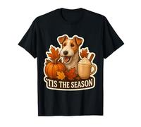 Tis The Season Wire Fox Terrier Cane Autunno Autunno Zucca Carino Maglietta