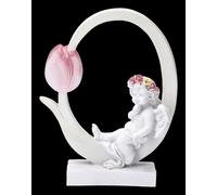Tischdeko Figura Angelo - Putto Con Tulipano - Matrimonio Della Mamma Amore - H
