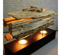Tischlampe Kinaree RATCHABURI in Holz LED GU10 Boho 62cm Thailand Marrone Nero