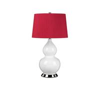 Tischleuchte Ceramica Tessuto Bianco Rosso 64cm E27 Lampada Tavolo Camera