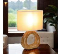 Tischleuchte Lampada da Tavolo Ceramica Stoffa H:28 CM Piccolo Braun Beige E14