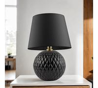 Tischleuchte Nero 60 CM Alto Base IN Vetro Paralume IN Tessuto E27 Camera Tavolo