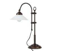 Tischleuchte Scrivania Ottone Vetro 49 CM E27 Cavo Interruttore Braun Bianco