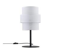 Tischleuchte Tessuto Metallo Ø 20 CM 38 Alto Nero Bianco E27 Lampada da Comodino