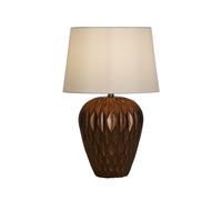 Lampada da tavolo Rosetta 1Lt, resina bronzo e paralume in lino bianco