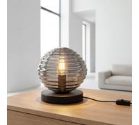 Tischleuchte Vetro Grigio Fumo Nero E27 16,5 CM Camera da Letto Comodino Lampada