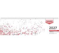 Tischquerkalender 1W/2S PERFO XL rot 2027: Wochenkalender 36x11 cm mit 1 Woche auf 2 Seiten, deutschem Kalendarium, Stundeneinteilung 7-20 Uhr, perforierte Tagesblätter für Büro & Homeoffice