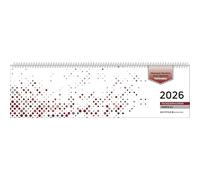 Tischquerkalender Perfo XL rot 2026 - 36,2x10,6 cm - 1 Woche auf 2 Seiten - Stundeneinteilung 7 - 20 Uhr - jeder Tag einzeln abtrennbar - 136-0013