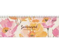 Tischquerkalender Style Rosen 2027: Wochenkalender 29,7x10,5 cm mit 1 Woche auf 2 Seiten, Spiralbindung & Stundeneinteilung 7-20 Uhr für Büro & Homeoffice