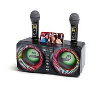 Tisey Macchina Karaoke con Illuminazione Multicolore e 2 Microfoni Wireless UHF, Doppio Altoparlante ad Alta Potenza da 15W, Supporto Scheda TF/USB, Ingresso AUX, Rosso
