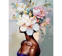 TISHIRON Dipingere con i numeri, adulti, pittura per adulti, donna con corona di fiori nei capelli, delicata pittura a fiori, 16 x 20 pollici