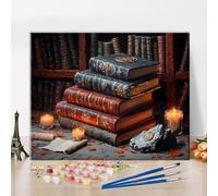 TISHIRON Dipingere con i numeri fai da te per adulti Pittura mistica Maghi Biblioteca Adulti Dipingere con i Numeri Kit Libro di Magia Arte Pittura a Olio Kit di Pittura a Mano Artigianato per la Casa