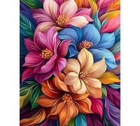 TISHIRON Dipingere con i numeri, per adulti, fiori astratti, per adulti, fiori colorati, fai da te, kit per pittura a mano, pittura a olio, kit per la casa, 40 x 50 cm