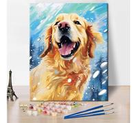 TISHIRON Dipingere con i numeri per adulti, Golden Retriever, pittura fai da te per adulti, simpatico cane, pittura con i numeri, kit per pittura con i numeri, decorazione artistica da parete per la