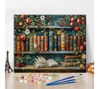 TISHIRON Dipingere con i numeri, per adulti, libreria con i numeri, a partire dai 9 anni, per ragazze, libro per dipingere con i numeri, per adulti, fai da te, dipinta a olio, kit su tela, decorazione