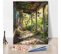 TISHIRON Dipingere con i numeri, pianta per adulti, pittura ad olio per la casa, pittura fai da te con i numeri su tela, foresta, pittura acrilica con i numeri, kit per adulti 40 x 50 cm (senza