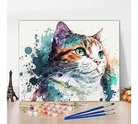 TISHIRON Dipingere per gatti fai da te con i numeri, adulti principianti con pennelli e pigmenti acrilici, animali, adulti, kit per pittura a olio, artigianato per la casa, 40 x 50 cm (senza cornice)