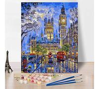TISHIRON Dipingi con i numeri, anime Big Ben Dipingi con i numeri, Londra Strada Dipingi con i numeri, animali per adulti, fai da te per la decorazione della parete - 16 x 20 pollici (senza