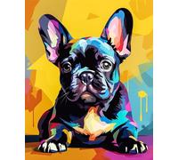 TISHIRON Dipingi fai da te con i numeri, bulldog francese, dipingi con i numeri, per adulti, cuccioli, pittura con i numeri, kit per pittura con i numeri, per adulti principianti 16 x 20 pollici