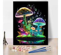 TISHIRON Dipingi fai da te con i numeri per adulti, funghi astratti dipingi con i numeri per principianti, pittura ad olio per meditazione ad acquerello per la decorazione della parete di casa 16 x 20