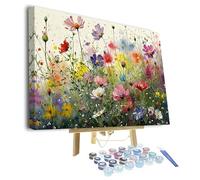 TISHIRON Kit per pittura fai da te con numeri, stile inchiostro, fiore, pittura a olio per bambini, per adulti e principianti, su tela, artigianato, decorazione per la casa, 40,6 x 50,8 cm (con
