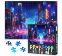 TISHIRON Puzzle da 1000 pezzi, vista stradale Cyberpunk Canyon | 1000 pezzi. Puzzle dello stadio di calcio, dimensioni: 50 x 70 cm, imballaggio sicuro, decorazione per dormire