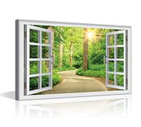 TISHIRON Quadro da parete con effetto finestra in 3D, decorazione da parete per paesaggi della foresta mattutina, pronta da appendere, cucina per soggiorno, bagno, ufficio, casa, 45,7 x 30,5 cm