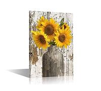 TISHIRON Stampa artistica da parete con girasole giallo in vaso con cornice, 61 x 40 cm, decorazione per la casa, pronta da appendere, per camera da letto, regalo per bambini