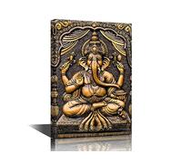 TISHIRON Stampa artistica da parete su tela con il dio indù Ganesha, il Signore del successo, opera d'arte moderna allungata e incorniciata per ufficio, camera da letto, soggiorno, decorazione per la