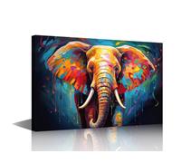 TISHIRON Stampa artistica su tela Baby Elephant con schizzi di colore da parete stampe di animali per camera da letto stampa su tela pittura opera d'arte decorazione moderna per la casa 91,4 cm L x 61