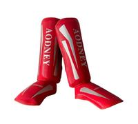TISHITA 1 Paio di Protezioni per Le Gambe per Kickboxing, Muay Thai, MMA, Taekwondo, con Copertura per La Tibia E Materiale Elastico, Adatte per Adulti I, Red L