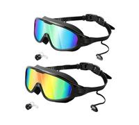 TISHITA 2 Paia di Occhialini da Nuoto con Montatura Ampia E Lenti Rivestite, Occhialini Protettivi per Il Nuoto, Realizzati in Resistente Materiale PC per Att, Style B