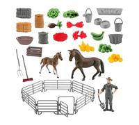 TISHITA 32 Pezzi Cavalli Set Giocattolo Equestre con Cavaliere Recinto Accessori in PVC per Bambini Ragazzi Ragazze Regali Educativo Gioco di Ruolo ANI, 10208