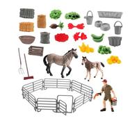 TISHITA 32 Pezzi Cavalli Set Giocattolo Equestre con Cavaliere Recinto Accessori in PVC per Bambini Ragazzi Ragazze Regali Educativo Gioco di Ruolo ANI, 10207