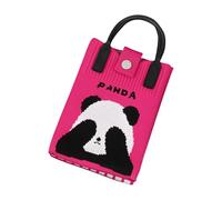 TISHITA Borsa Tracolla Donna Sacca Uncinetto Pochette Mini Panda in Poliestere Trasformabile Adatta per Shopping Regali Festa Primavera Utilizzo Quotidiano, Rosa Rossa